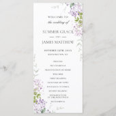 Soft Lilac Lila Blumengrün Hochzeitsprogramm Programm (Vorderseite)