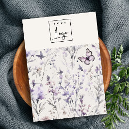 Soft-Lilac-Lila-Floral-Logo mit Nekklammer Visitenkarte