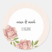 Soft Lilac Rose Wasserfarbe Runder Aufkleber (Vorderseite)