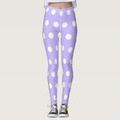 Soft Lilac und White Polka Dot Pattern Girl Niedli Leggings (Vorderseite)