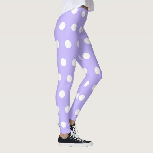 Soft Lilac und White Polka Dot Pattern Girl Niedli Leggings (Rechts)