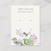 Soft Lilac Watercolor Floral 2 Earring Display Visitenkarte (Vorderseite)