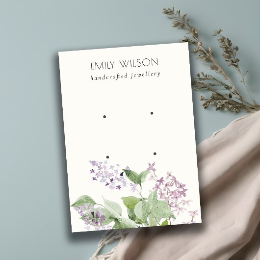 Soft Lilac Watercolor Floral 2 Earring Display Visitenkarte