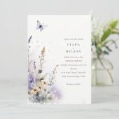 Soft Lilac Wildblume Butterfly Garden Wedding Einladung (Stehend Vorderseite)