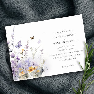 Soft Lilac Wildblume Butterfly Garden Wedding Einladung