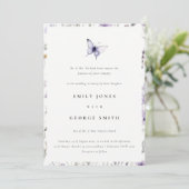 Soft Lilac Wildblume Butterfly Garden Wedding Einladung (Stehend Vorderseite)