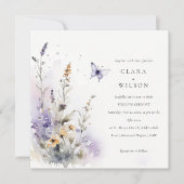Soft Lilac Wildblume Butterfly Garden Wedding Einladung (Vorderseite)