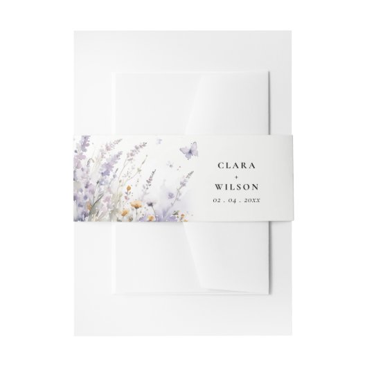 Soft Lilac Wildblume Butterfly Garden Wedding Einladungsbanderole (Vorderseite Beispiel)