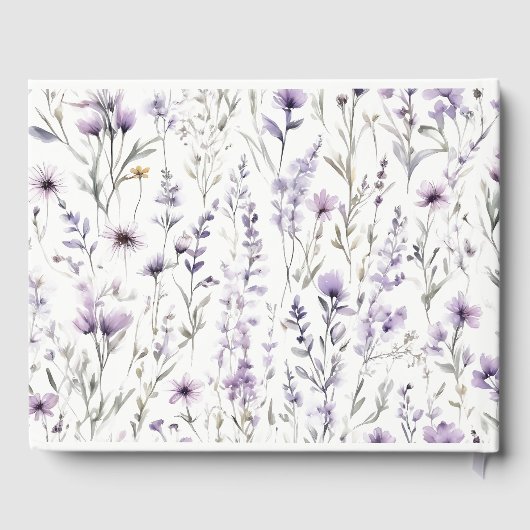 Soft Lilac Wildblume Butterfly Garden Wedding Gästebuch (Rückseite)