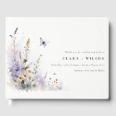 Soft Lilac Wildblume Butterfly Garden Wedding Gästebuch (Vorderseite)
