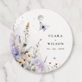 Soft Lilac Wildblume Butterfly Garden Wedding Geschenkanhänger (Vorderseite)