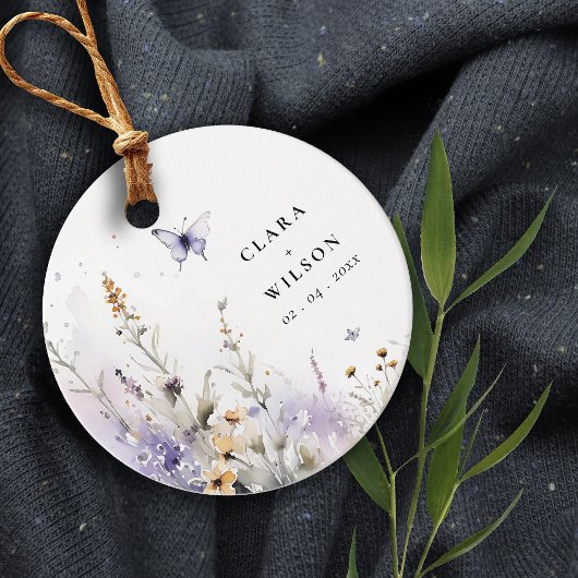 Soft Lilac Wildblume Butterfly Garden Wedding Geschenkanhänger