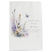 Soft Lilac Wildblume Butterfly Garden Wedding Mittlere Geschenktüte (Vorderseite)