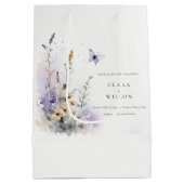 Soft Lilac Wildblume Butterfly Garden Wedding Mittlere Geschenktüte (Rückseite)
