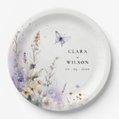 Soft Lilac Wildblume Butterfly Garden Wedding Pappteller (Vorderseite)