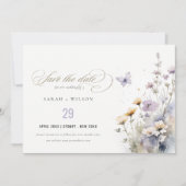 Soft Lilac Wildblume Butterfly Garden Wedding Save The Date (Vorderseite)
