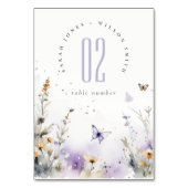 Soft Lilac Wildblume Butterfly Garden Wedding Tischnummer (Vorderseite)