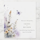 Soft Lilac Wildblume Butterfly Garden Wedding Weinetikett (Einzelnes Label)
