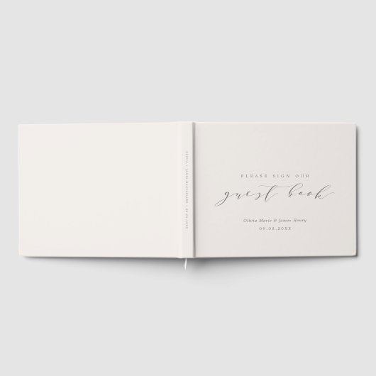 Soft Linen Ivory Moderne, individuell anpassbare H Gästebuch (Voll)