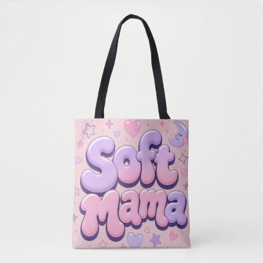 Soft Mama Retro-Blasen-Typografie Tasche (Vorderseite)