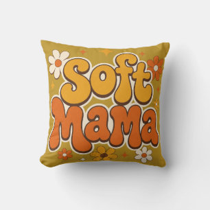Soft Mama Retro Blumen Groovy Design   Cute Boho  Kissen