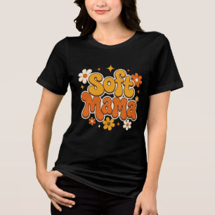 Soft Mama Retro-Blumen- Groovy-Design Cute Boho Tri-Blend Shirt