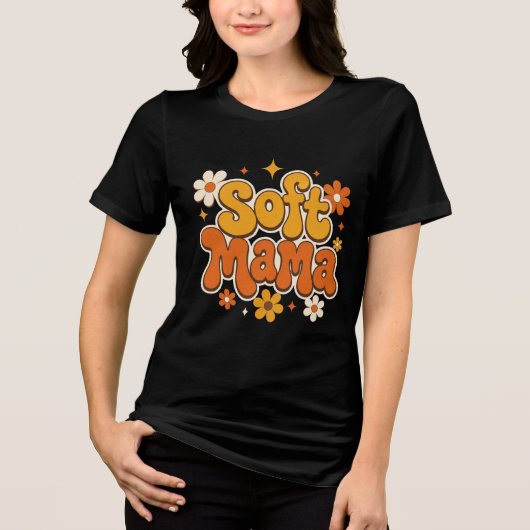 Soft Mama Retro-Blumen- Groovy-Design | Cute Boho  Tri-Blend Shirt (Vorderseite)