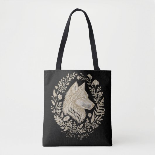 Soft Mama Vintage Wolf Blumenkranz Boho Botanika Tasche (Vorderseite)