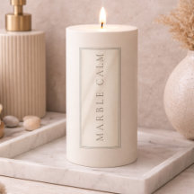 Soft Marble Calm Pillar Candle