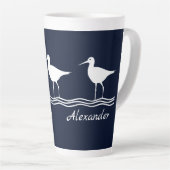 Soft Marine Sand Pipers auf weißem PILLOW Milchtasse (Rechte Ecke)