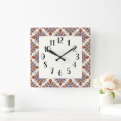 Soft marokkanischer Fliesenprint Quadratische Wanduhr (Zuhause)