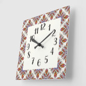 Soft marokkanischer Fliesenprint Quadratische Wanduhr (Winkel)