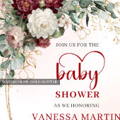 Soft Marsala Floral Baby Shower Invitation Einladung