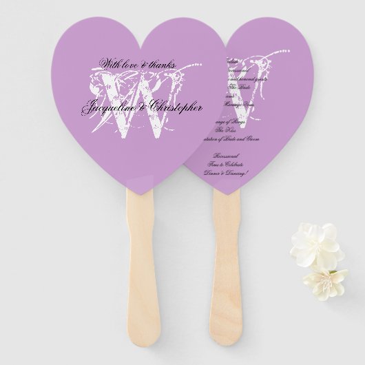 Soft Mauve Lilac Chic Monogram Wedding Program Fächer (Vorne und Hinten)
