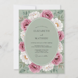 Soft Mauve Olive Kranz Hochzeit Einladung