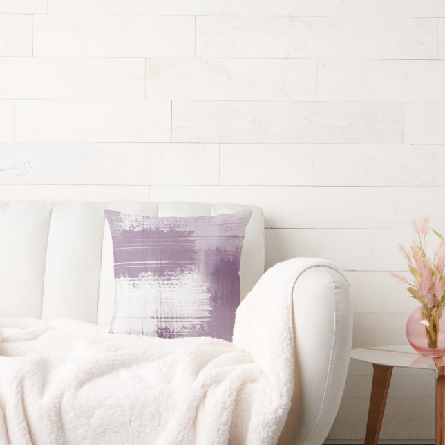 Soft Mauve White Abstrakt Throw Kissen (Liege)