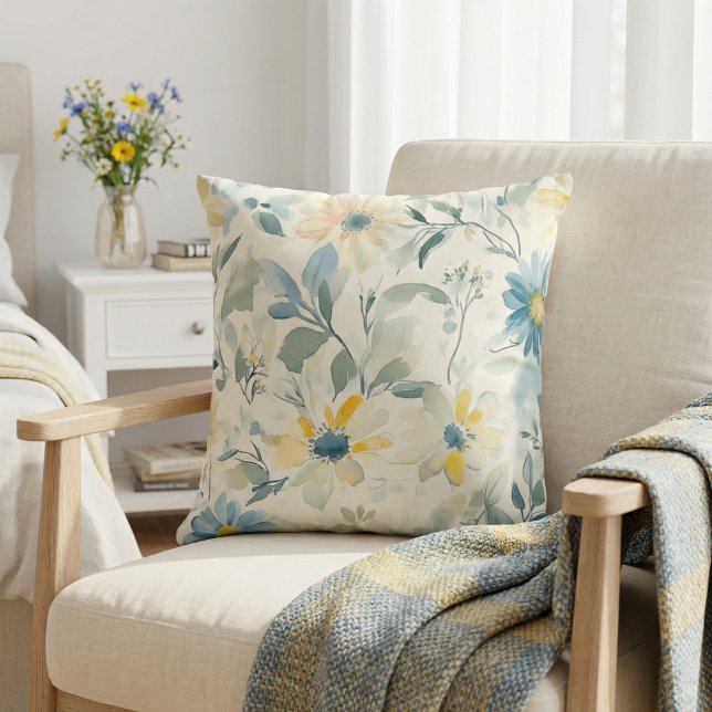 Soft Meadow Daisy Aquarell Kissen (Von Creator hochgeladen)