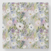 Soft Meadow Floral Aquarell Steinuntersetzer (Vorderseite)