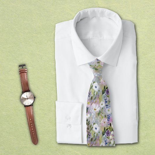 Soft Meadow Floral Wasserfarbe Krawatte