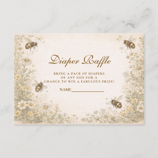 Soft Meadow Honey Bee Diapper Raffle Begleitkarte (Vorderseite)