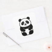 Soft Minimal Panda Illustration Quadratischer Aufkleber (Umschlag)
