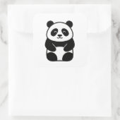 Soft Minimal Panda Illustration Quadratischer Aufkleber (Tasche)