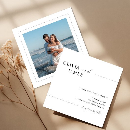 Soft Minimal Square Photo Wedding Invitation  Einladung