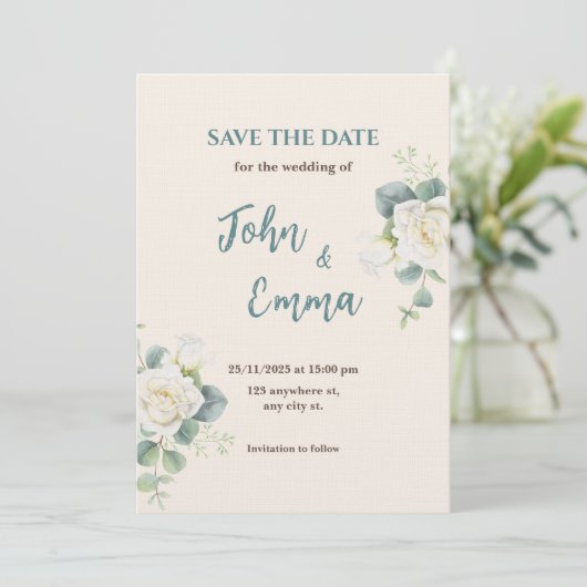 Soft Minimalist Save the Date | Editable Template  Einladung (Stehend Vorderseite)
