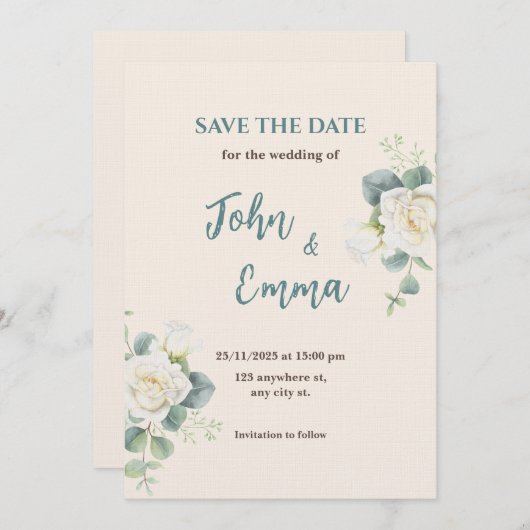 Soft Minimalist Save the Date | Editable Template Einladung (Vorne/Hinten)