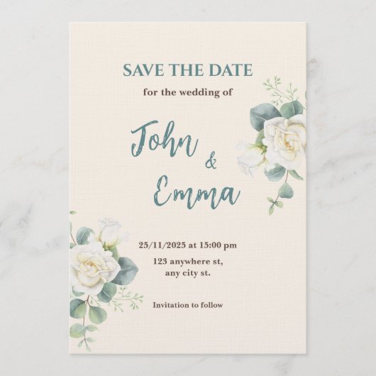 Soft Minimalist Save the Date | Editable Template  Einladung (Vorderseite)
