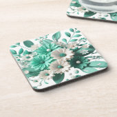 Soft mint Floral Coaster Elegance in Every Sip Getränkeuntersetzer (Linke Seite)
