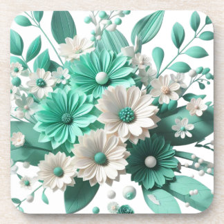 Soft mint Floral Coaster Elegance in Every Sip Getränkeuntersetzer