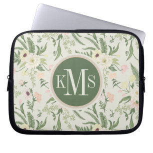 Soft Mint Green Garden Flower Pattern Laptopschutzhülle