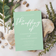 Soft Mint Green White Script Spring Wedding